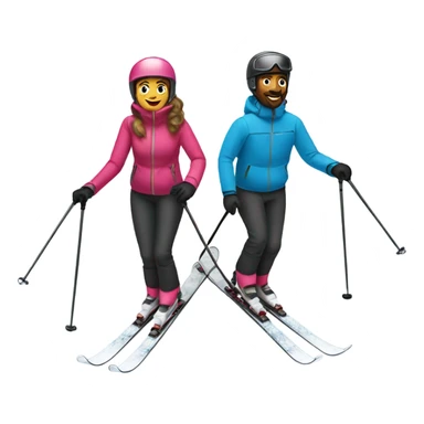 husband and wife skiing sticker