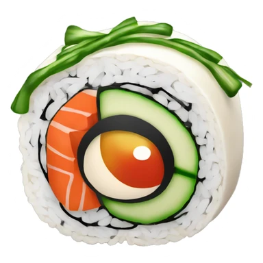 sushi roll with green onion and sriracha on top sticker