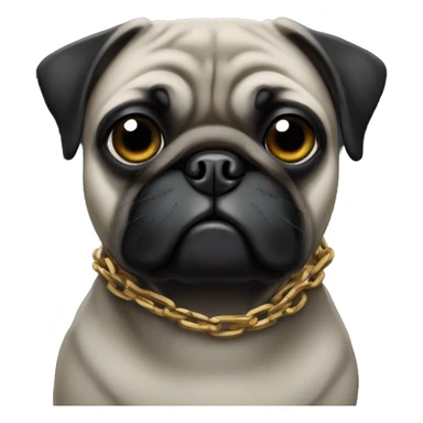 Black pug wearing a chain sticker