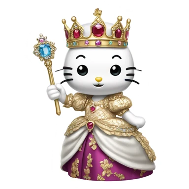 hello kitty being a queen sticker