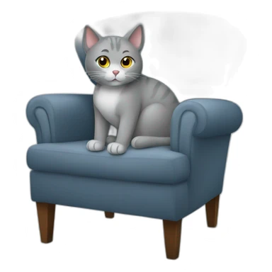 Grey cat sitting in a comfy chair  sticker