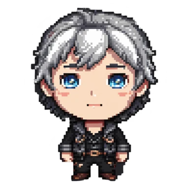 cute chibi male face with big eyes sticker