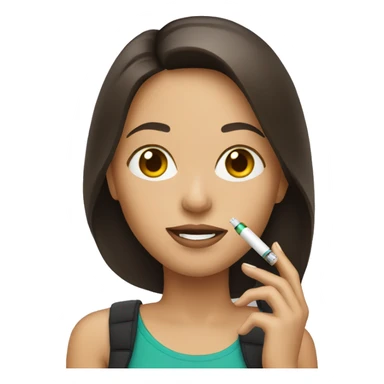 Brunette with an electronic cigarette sticker