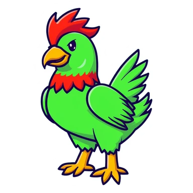Red chocobo from Final Fantasy, majestic red bird-like creature sticker