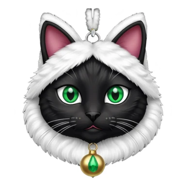 black cat wearing a jingle bell necklace sticker