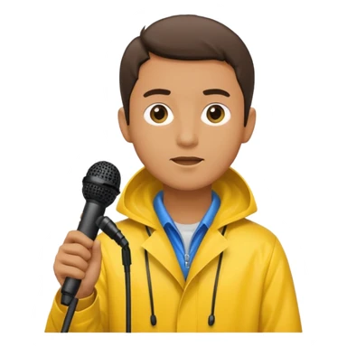 man with rain coat and boom microphone sticker