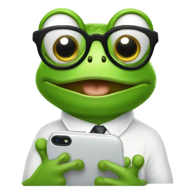 Frog with glasses using phone sticker