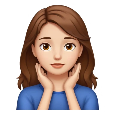 girl with brown hair and with hands on her neck sticker