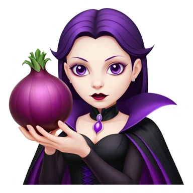 The vampire in black dress, holding a big violet onion  sticker