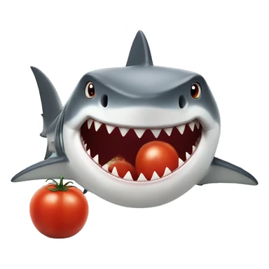 Shark with big tomato sticker