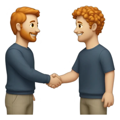 tom crossman with ginger hair shaking hands with louie smith sticker