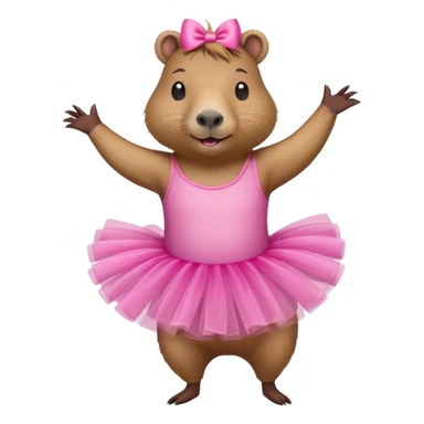 A capybara wearing a pink tutu and dancing sticker