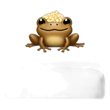 brown frog on bed with popcorn sticker