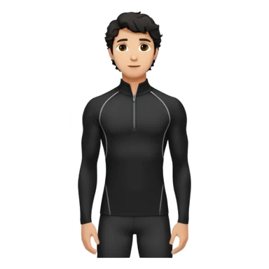 Black wavy-haired caucasian male in black athletic quarter-zip spandex top sticker