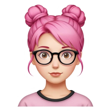 Pink hair bun girl square glasses  sticker