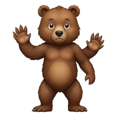 Fierce brown bear walking on four paws with serious face, stern expression, natural pose, realistic appearance sticker