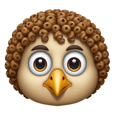 bird with curly hair two eye sticker
