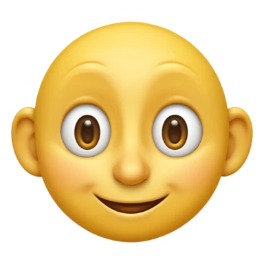 3D yellow emoji, classic round face, cartoon style, Apple emoji style, exaggerated long nose like Pinocchio, guilty smiling expression, eyes looking sideways mischievously, glossy texture, soft shadows, isolated on white background, high detail, realistic rendering sticker