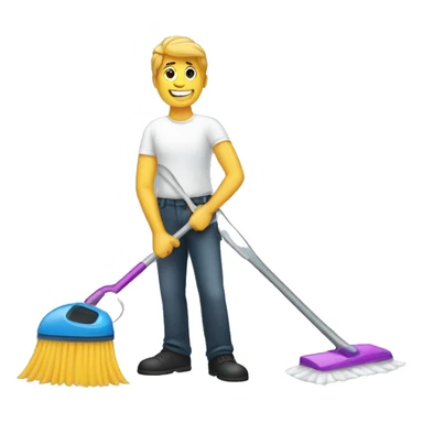 man on the floor cleaning brush sticker
