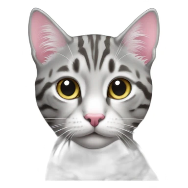 silver tabby low contrast cat with pink nose and white spot sticker