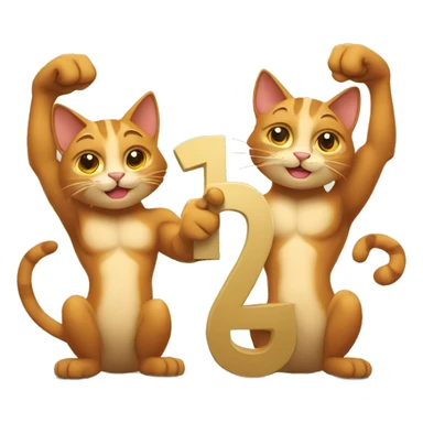 two muscular cats holding up the number thirteen sticker