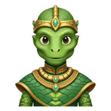reptilian humanoid in ancient outfit, front view sticker
