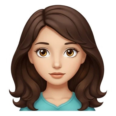 girl with wavy long dark brown hair, brown eyes, light to medium complexion, long lashes, almond shaped eyes sticker