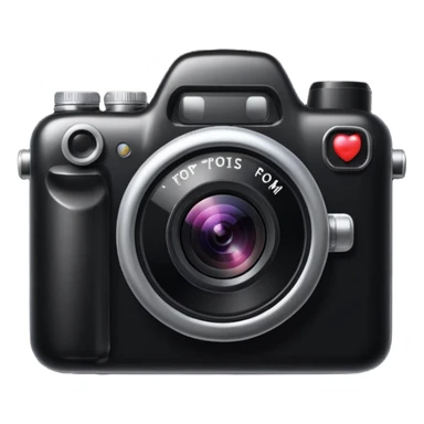 photo camera, simple, clear, apple emoji style, no text sticker