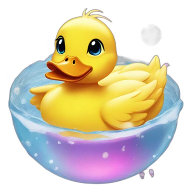 duckling in a pool with disco ball above sticker