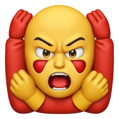 yellow emoji choking himself out in anger sticker