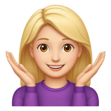 femenine smiling face posing with hands under chin sticker