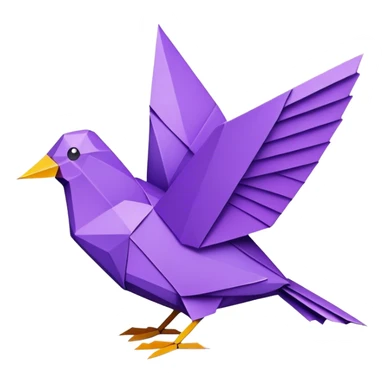 purple colored bird origami  sticker