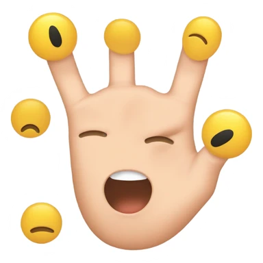 blush emoji with middle finger and crying sticker