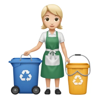 full side body , housekeeper put the trash in can sticker