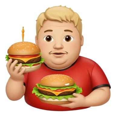 fat guy holding burger sticker