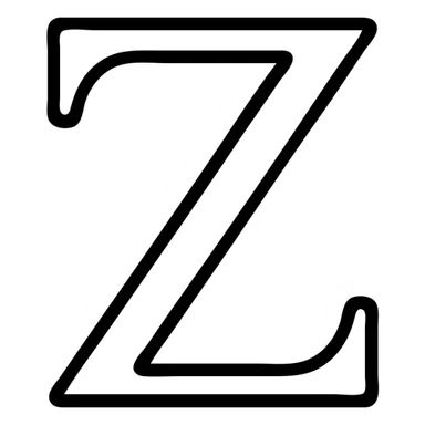 stylized Zeta symbol, flat outlined icon, black lines, minimal professional design sticker