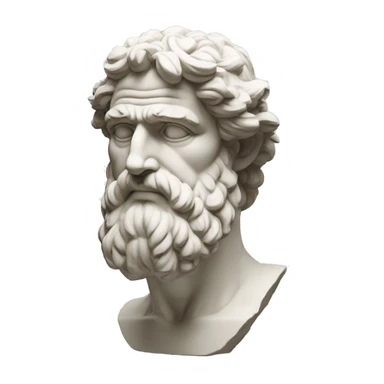 Ancient Greek King Odysseus Statue Thinking with Hand on Chin, Bust only, Off White sticker