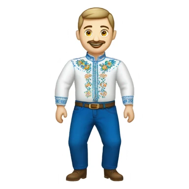 Ukrainian in embroidered shirt and blue trousers sticker