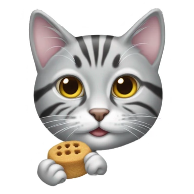 Silver tabby cat eating treats sticker