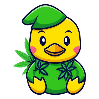 Duck with cannabis sticker