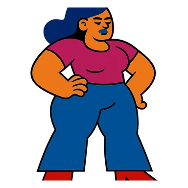 woman with exaggerated proportions sticker