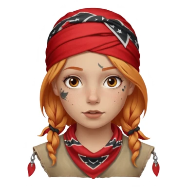 blonde hair with red head bandana and lots of face tattoo girl sticker