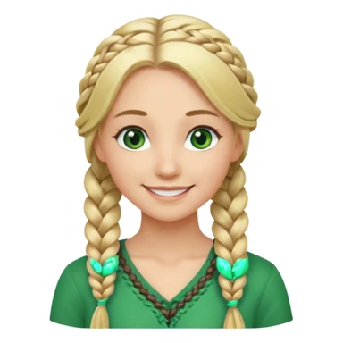 woman, long blond hair,green eyes, smiling, one braid to the side sticker