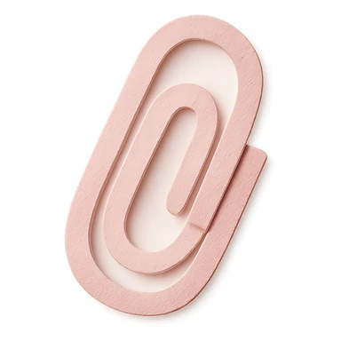 soft pastel tiny paperclip icon in gentle pink, paper craft style sticker