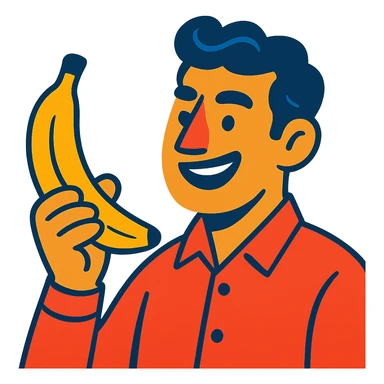 man with a banana in vibrant toon style sticker