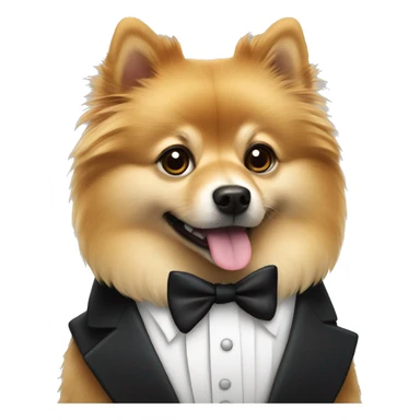 German spitz wearing a tuxedo sticker