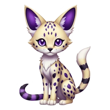 Kawaii Cute Edgy Black Purple White ethereal eldritch Serval-Fionbri-Vernid full body sticker