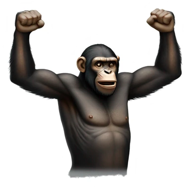 Apes lifting their hands above their heads and making a fist near each hands sticker