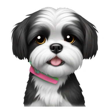A black and white shih tzu holding a surfside  sticker