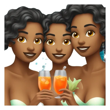 Three beautiful mermaids (light skin) drinking aperol sticker